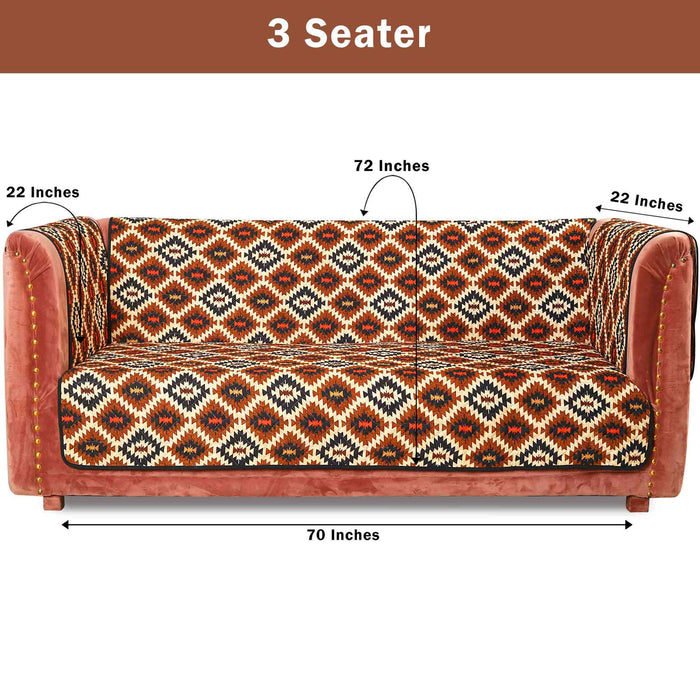 Ethnic Stretched Brown Quilted Sofa Cover Set