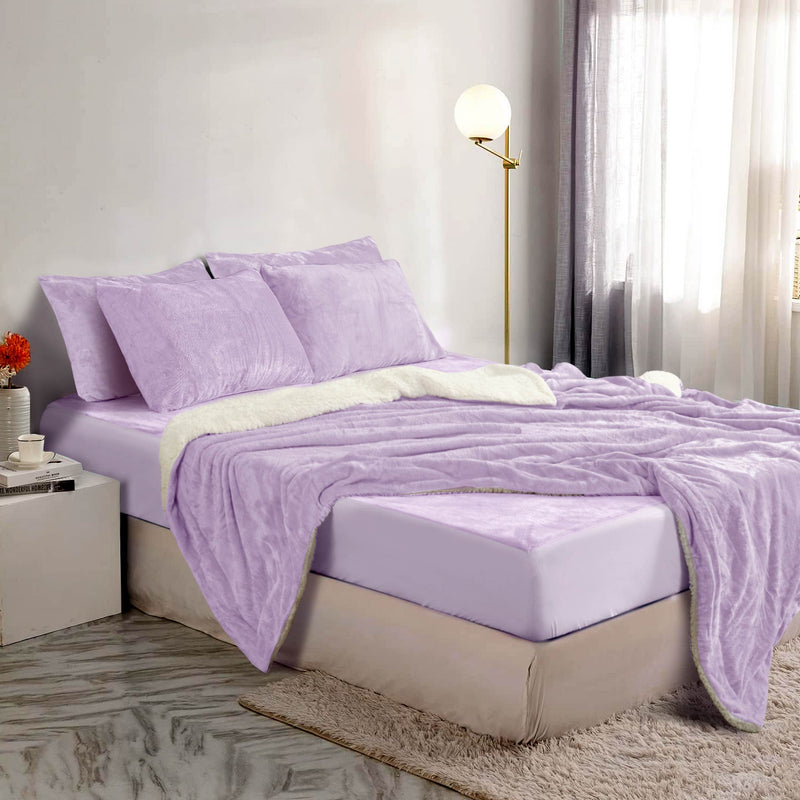 Fleece Sherpa Blanket Bedsheet 6Pc Set — Cotton Passion