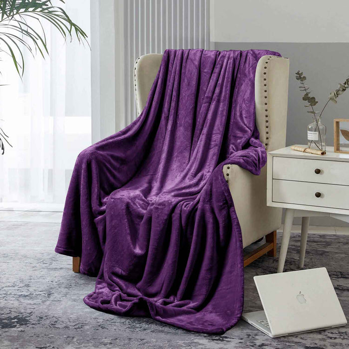 Supersoft 310 gsm Snuggly AC Fleece Blanket Plum
