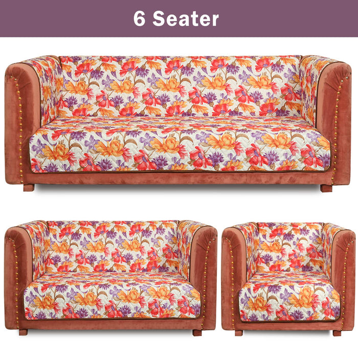 Floral Garden Quilted Sofa Cover Set