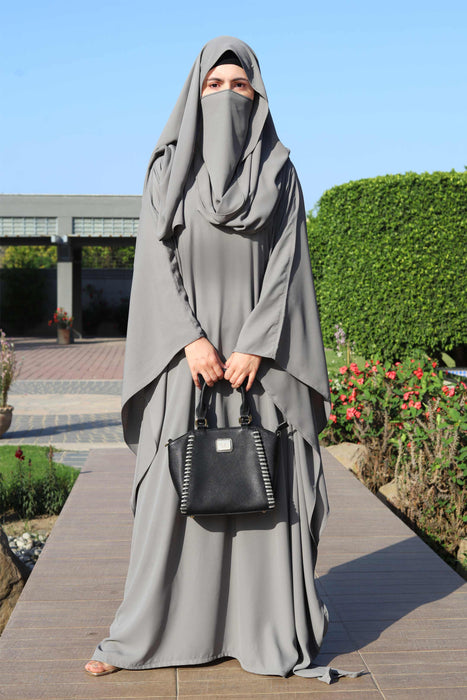 Grey Kaftaan Dress Abaya and Hijaab
