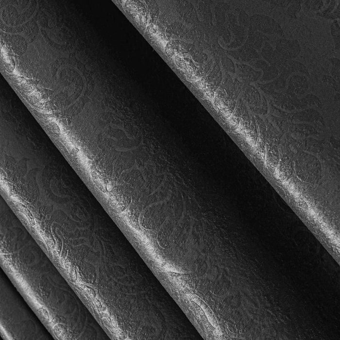 Grommet Blackout Weave Embossed Velvet Curtain Charcoal