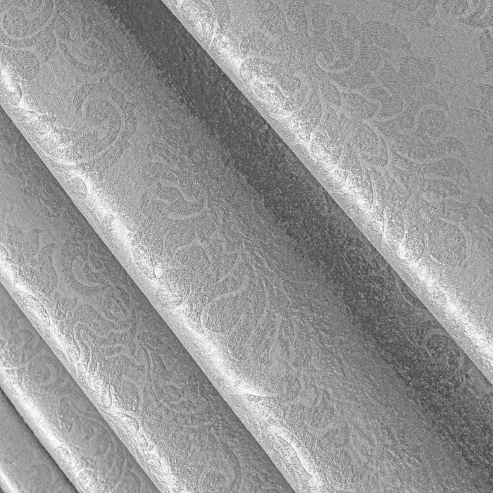 Grommet Blackout Weave Embossed Jacquard Curtain Silver