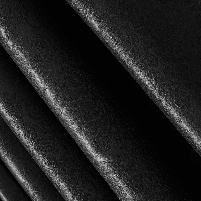 Grommet Blackout Weave Embossed Jacquard Curtain Black