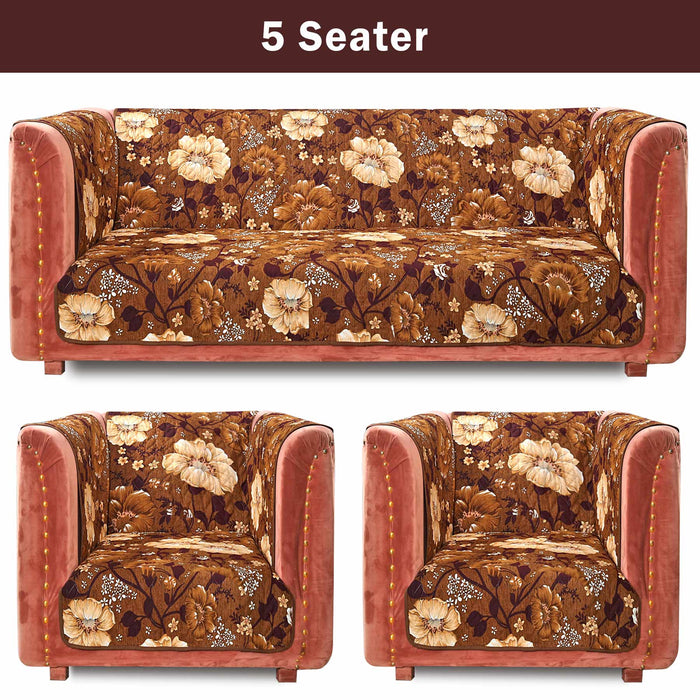 Hibiscus Brown Quilted Sofa Cover Set