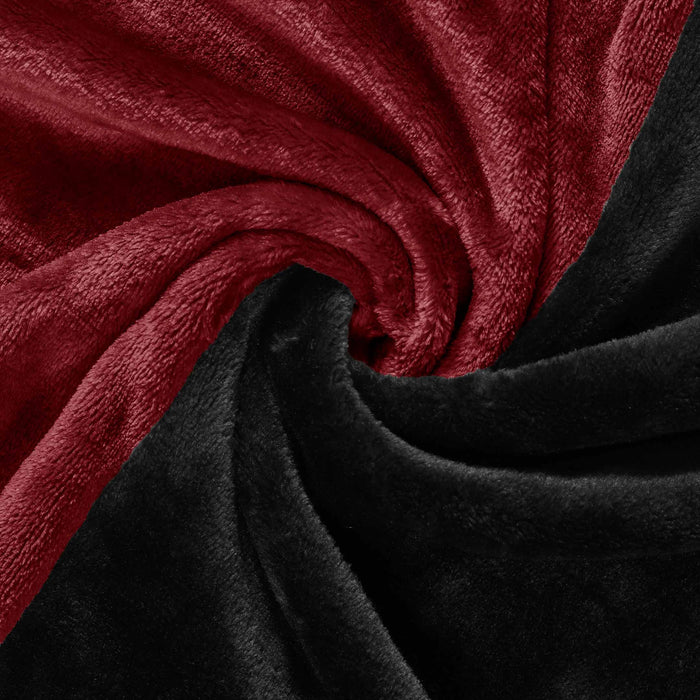 Horizontal Bicolor Fleece Fitted Sheet (Burgundy-Black)