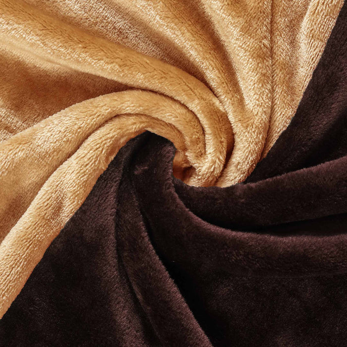 Horizontal Bicolor Fleece Fitted Sheet (Camel-Brown)
