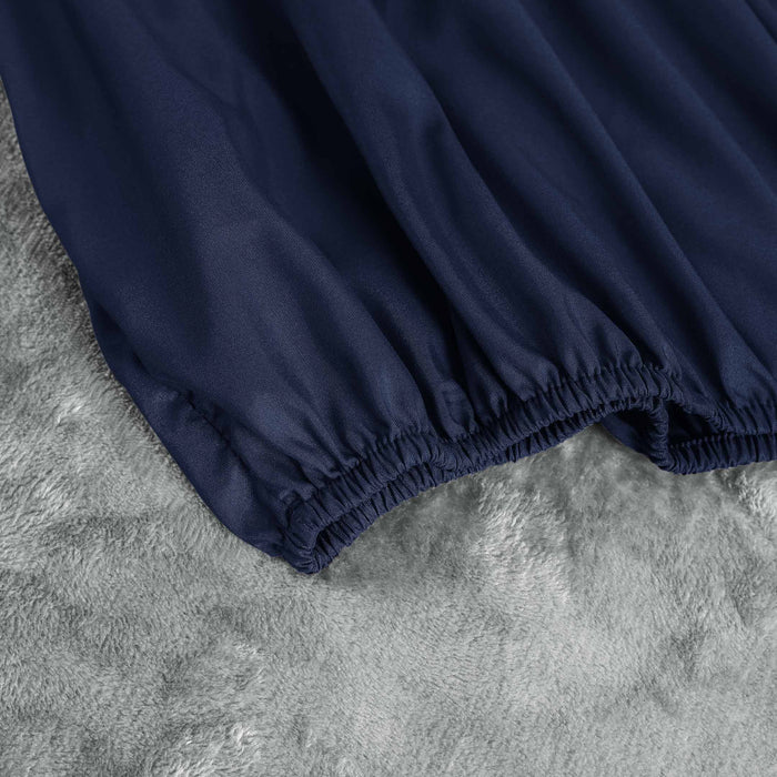 Horizontal Bicolor Fleece Fitted Sheet (Grey-Navy Blue)