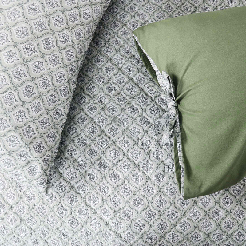 Green Grove Block Print Bedspread