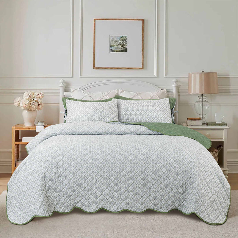 Green Grove Block Print Bedspread
