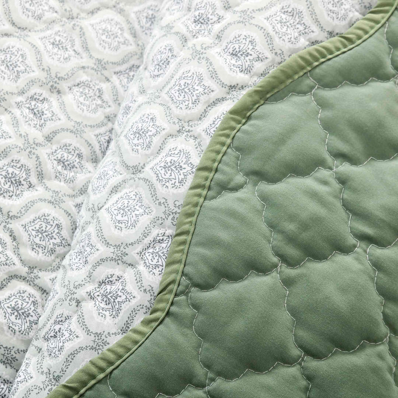 Green Grove Block Print Bedspread