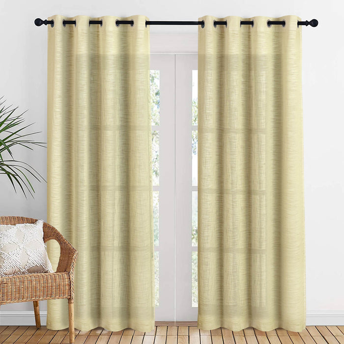 Light Weight 100% Cotton Sheer Curtain Pale Yellow Single Panel