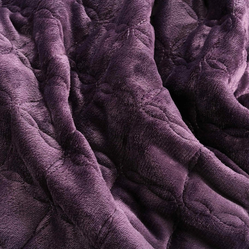 Luxury Quilted Fleece 6pc Bedding Set-Plum
