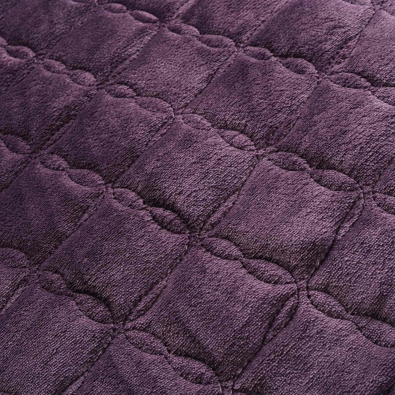 Luxury Quilted Fleece 6pc Bedding Set-Plum