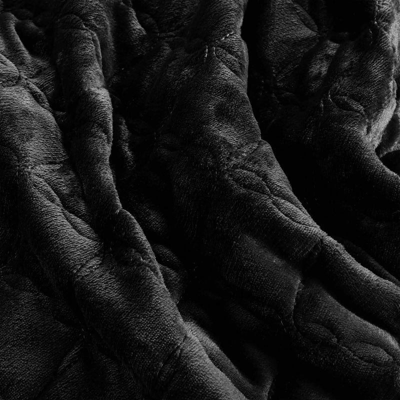 Luxury Quilted Fleece 6pc Bedding Set-Jet Black