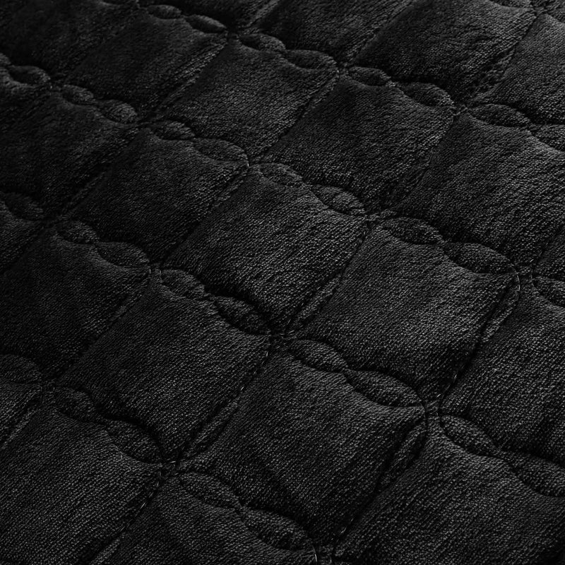 Luxury Quilted Fleece 6pc Bedding Set-Jet Black