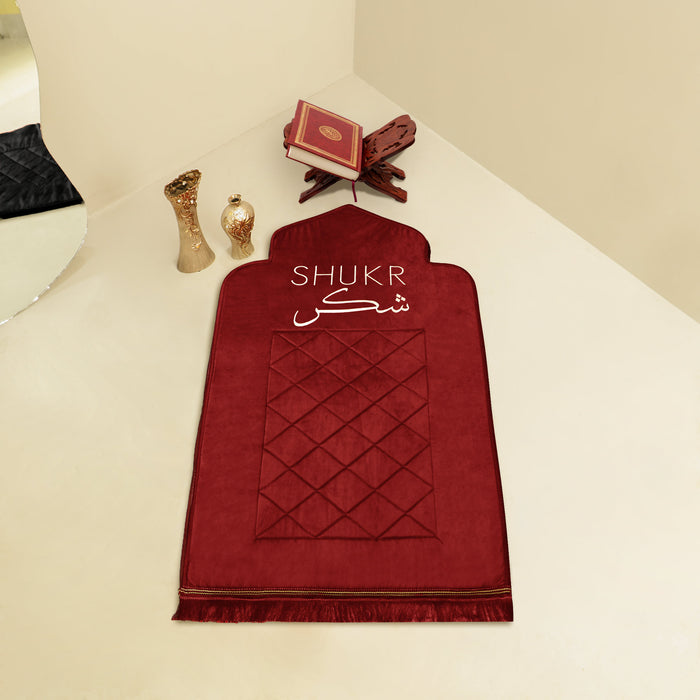 Luxury Bridal Shukar Velvet Embroidered Padded Prayer Mat/Jaye Namaz