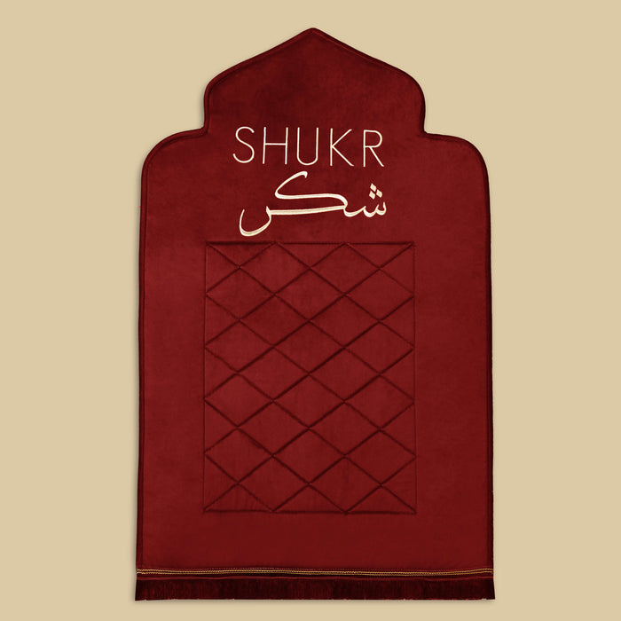 Luxury Bridal Shukar Velvet Embroidered Padded Prayer Mat/Jaye Namaz