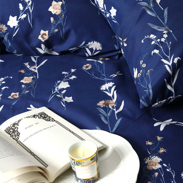 Midnight Dragonfly Printed Bedsheet