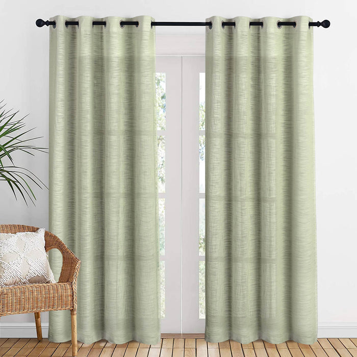 Light Weight 100% Cotton Sheer Curtain Sage Green Single Panel