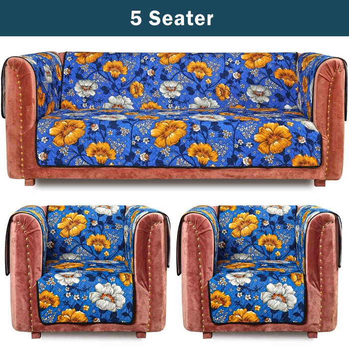 Neotraditional Flowers Quilted Sofa Cover Set