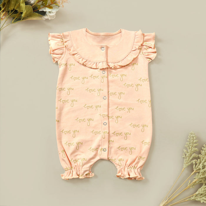 Peach Love Printed Baby Romper