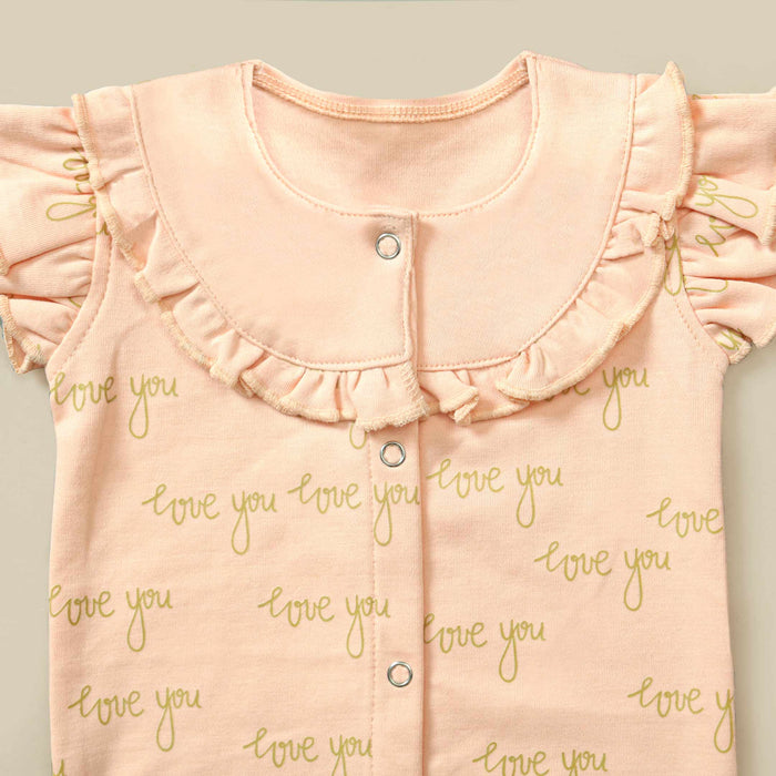 Peach Love Printed Baby Romper