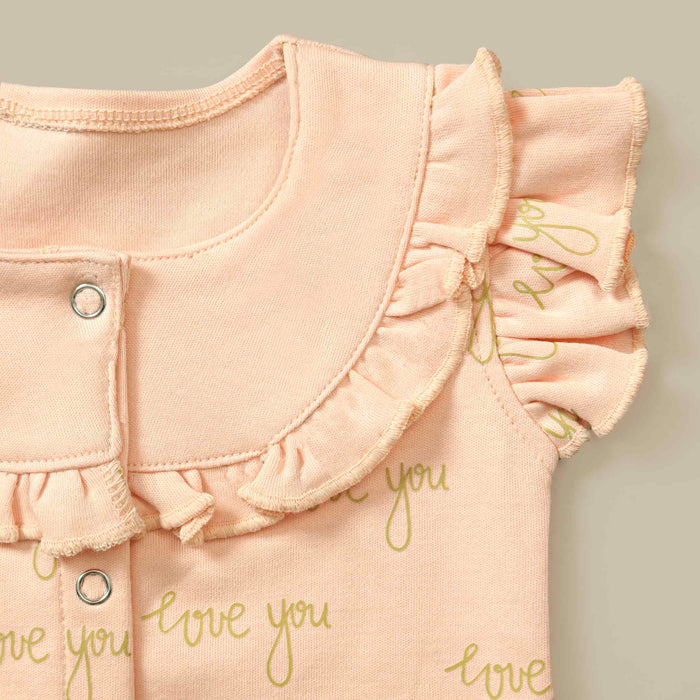 Peach Love Printed Baby Romper