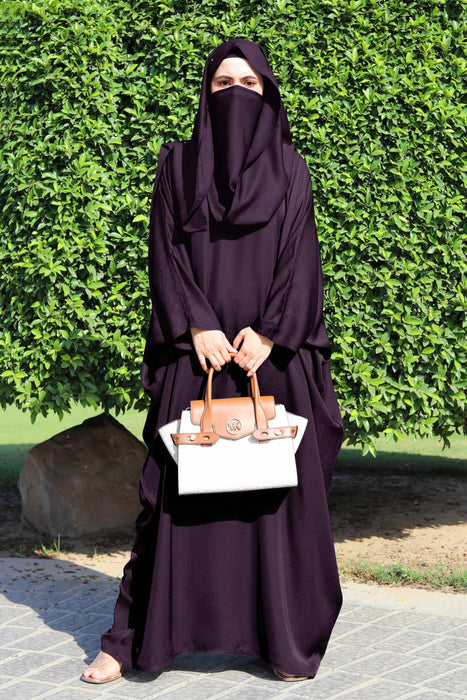 Plum Butterfly Abaya and Hijaab