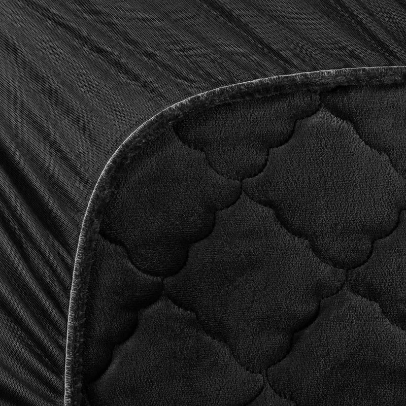 Plush Quilted Fleece Fitted Sheet Jet Black
