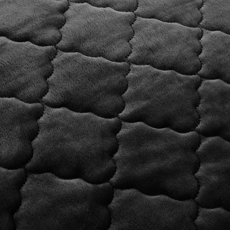 Plush Quilted Fleece Fitted Sheet Jet Black