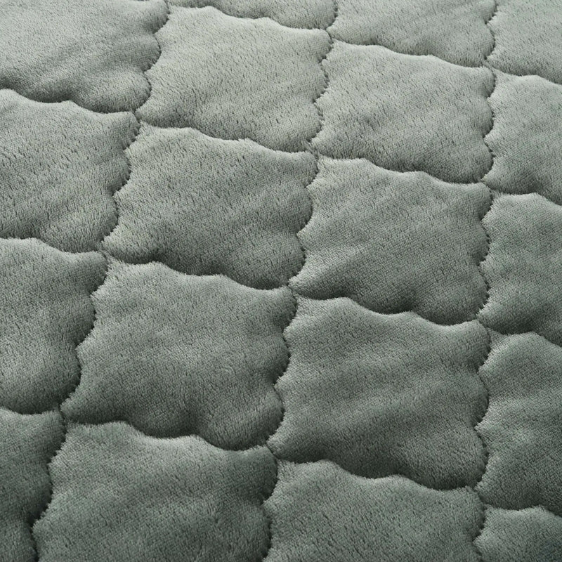 Plush Quilted Fleece Fitted Sheet Grey