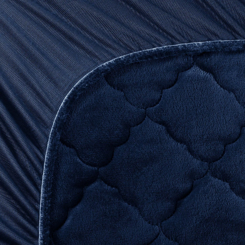 Plush Quilted Fleece Fitted Sheet Navy