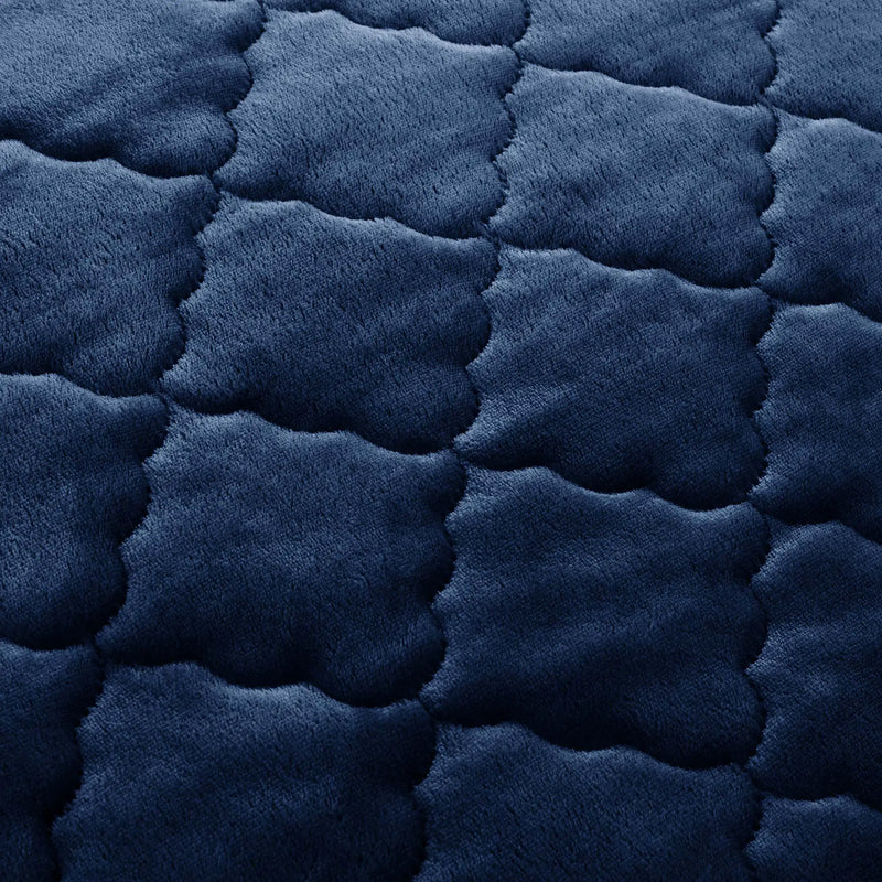 Plush Quilted Fleece Fitted Sheet Navy