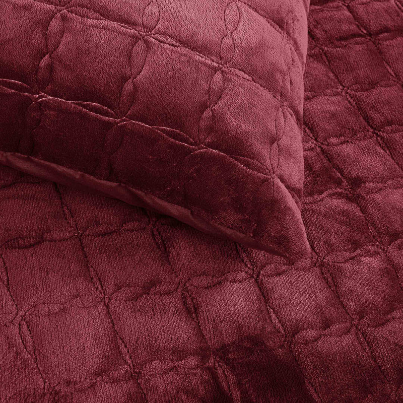 Luxury Quilted Fleece 6pc Bedding Set-Red