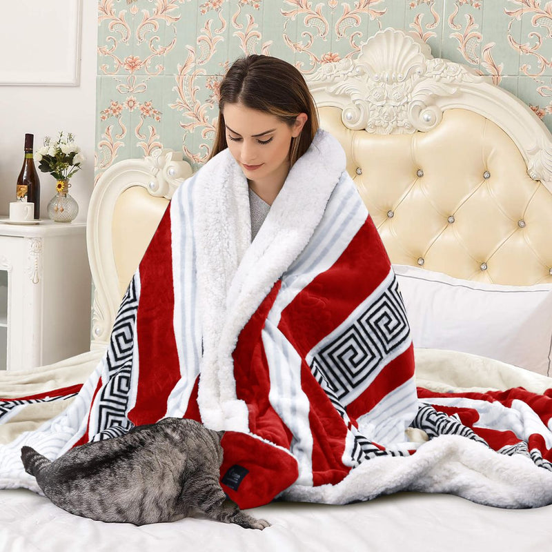 Geo Print Embossed Sherpa Blanket