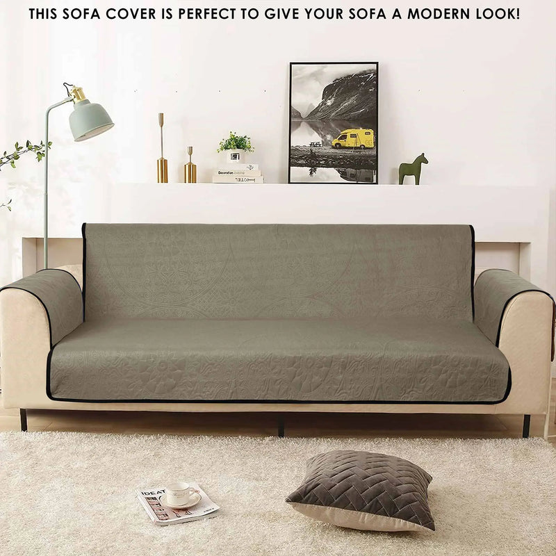 Reversible 100% Waterproof Quilted Sofa Cover Black-Sand