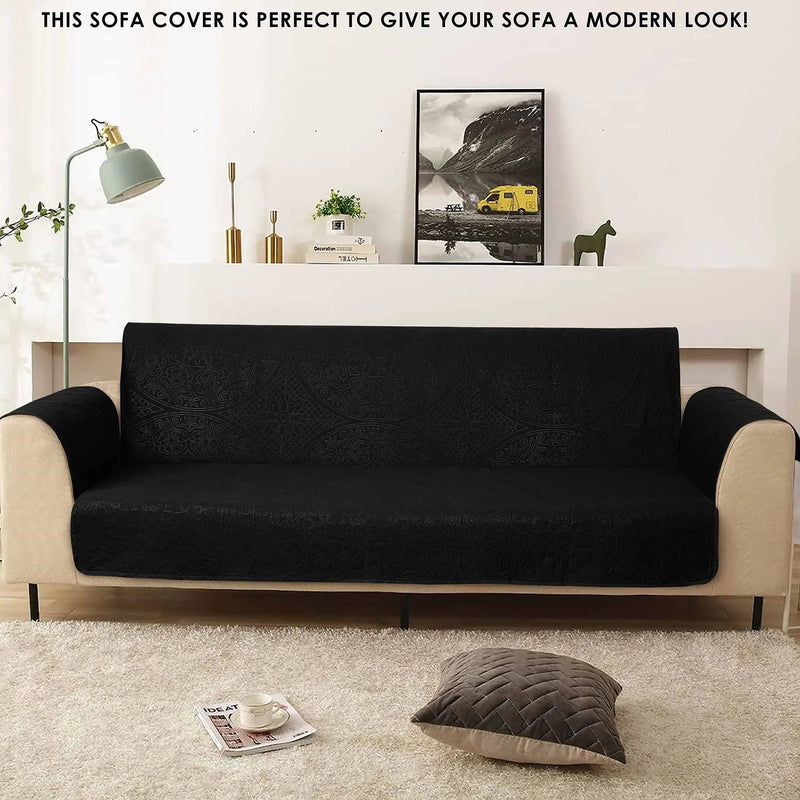 Reversible 100% Waterproof Quilted Sofa Cover Black-Sand
