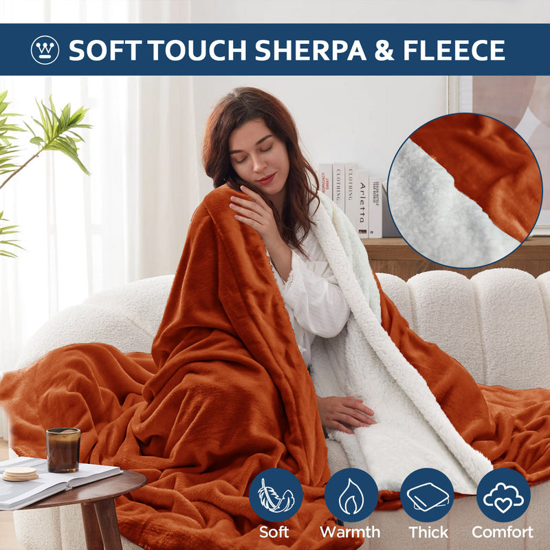 All Seasons UltraSoft Sherpa Blanket Throw — Cotton Passion