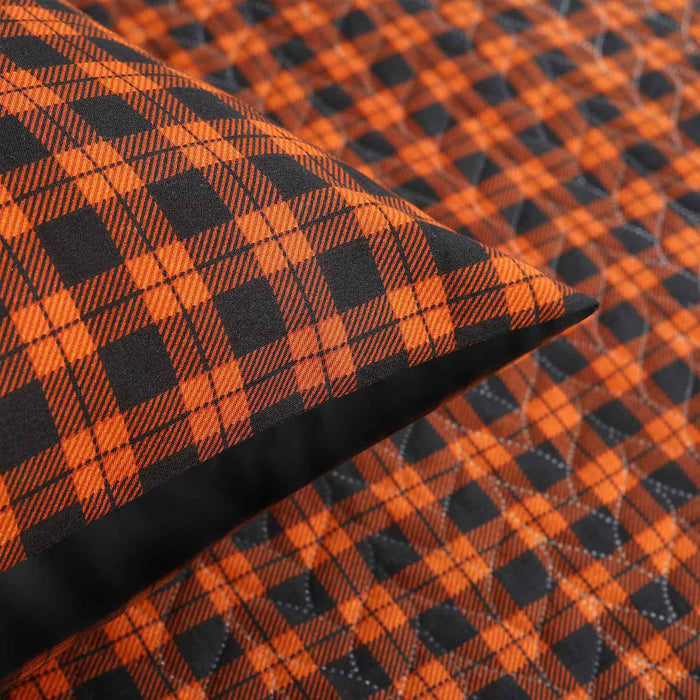 Plaid Orange Quilted Fitted Sheet