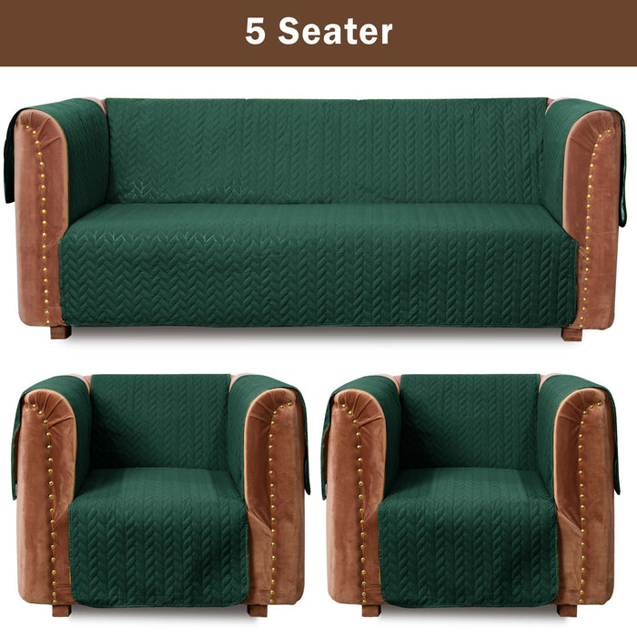 Ultrasonic Quilted Sofa Cover Set Green