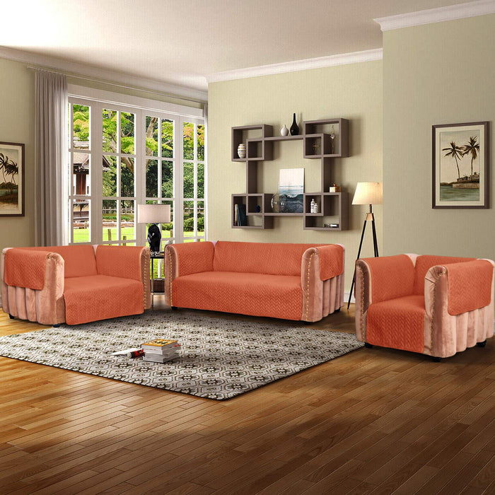 Ultrasonic Quilted Sofa Cover Set Rust