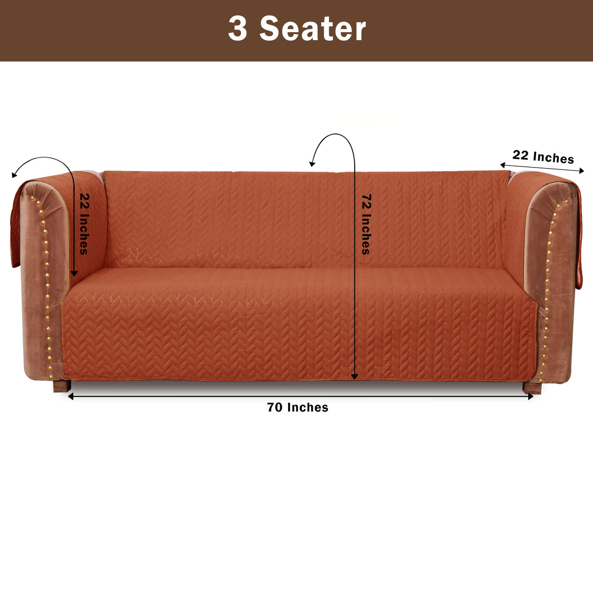 Ultrasonic Quilted Sofa Cover Set Rust — Cotton Passion