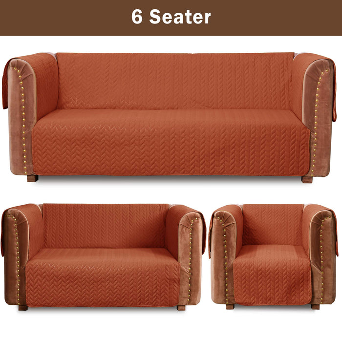 Ultrasonic Quilted Sofa Cover Set Rust
