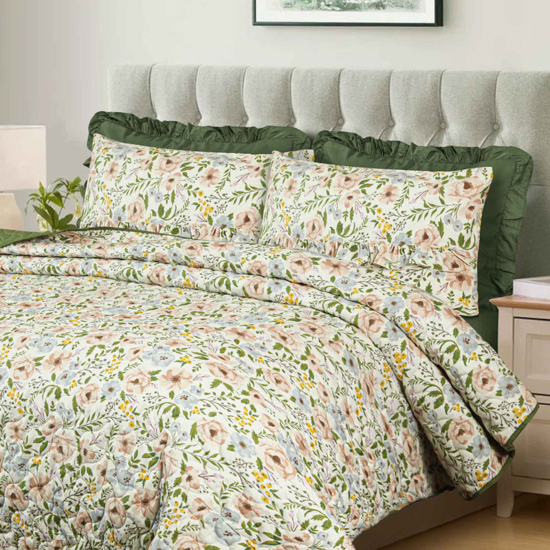 Spring Meadow Floral Quilted Bedspread
