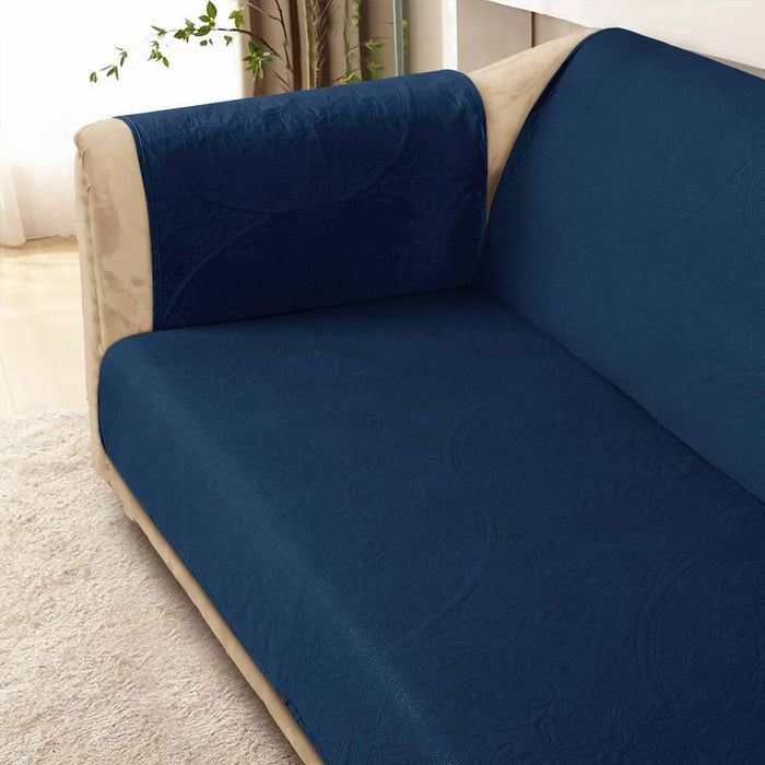 Reversible 100% Waterproof Quilted Sofa Cover Navy-Grey