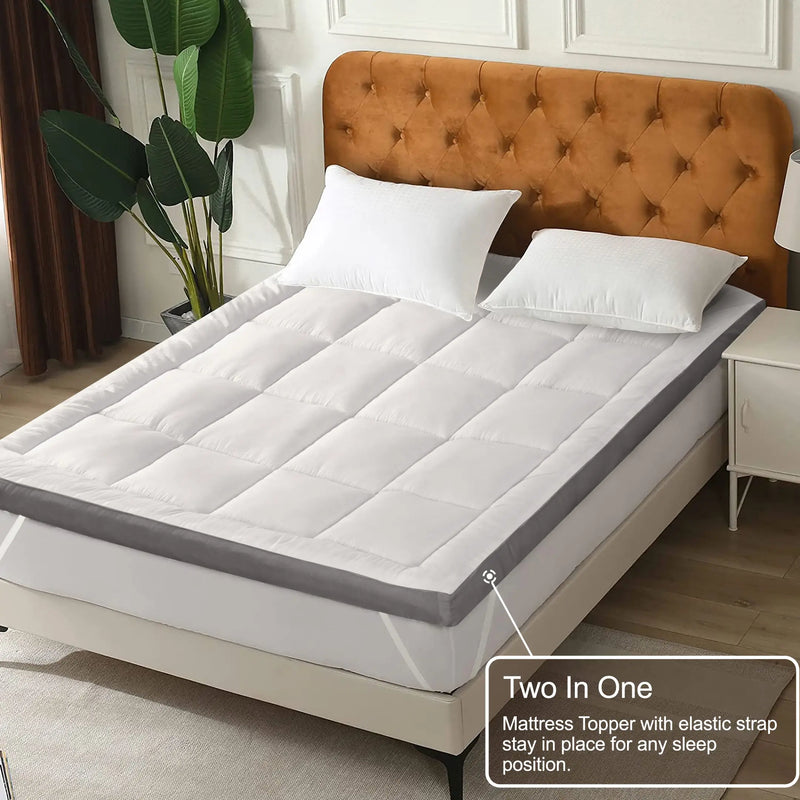 Square Quilted Reversible Mattress Topper