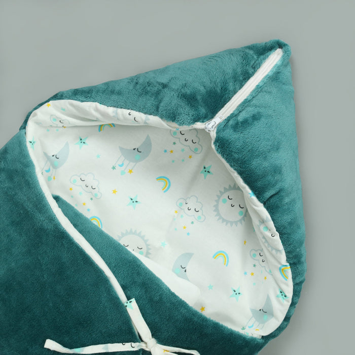 Starry Teal Fleece Baby Carry Nest