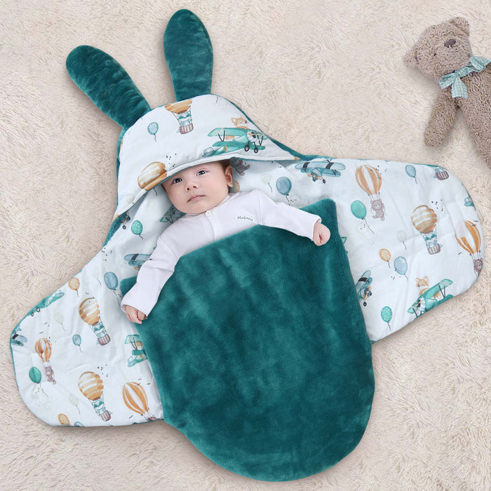 Teal Bunny Fleece Baby Swaddle