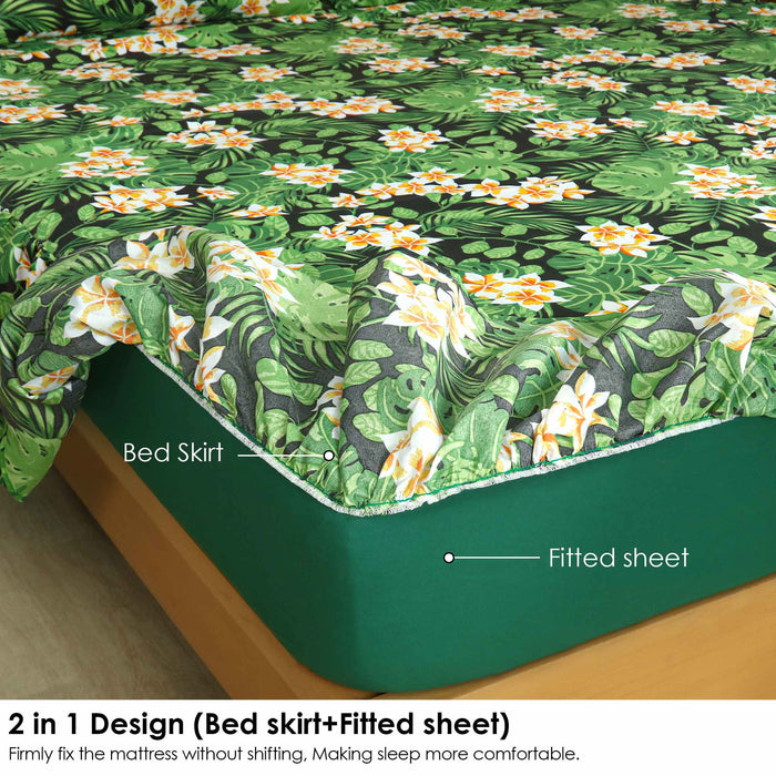 Tropical Palm Ruffled Fitted Sheet